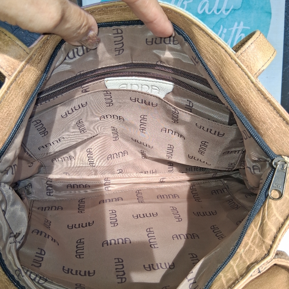 Hand-Painted Tan Butterfly Leather Bag Anna by Anushka EUC - Picture 13 of 16